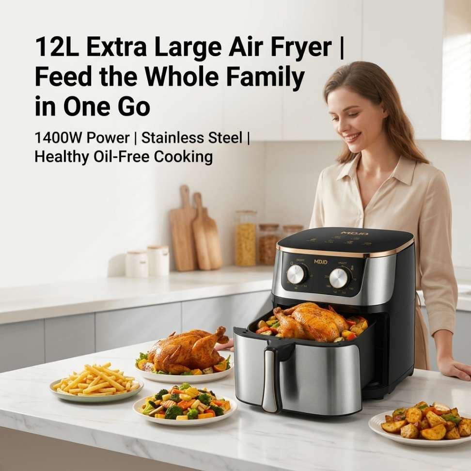 [MDJD] 12L Large Capacity Stainless Steel Air Fryer