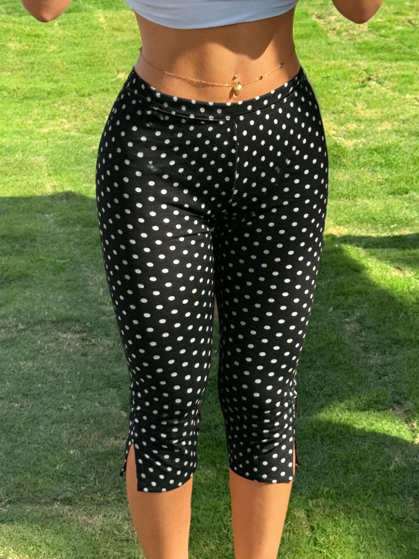 Women's Y2K Street Style Black Slim-fit Cropped Pants, Side Slit Design Sports Pants, Suitable for Fitness