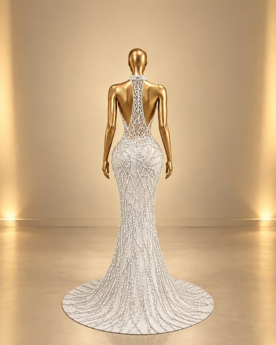 Vana V Back Dress (White) PREORDER