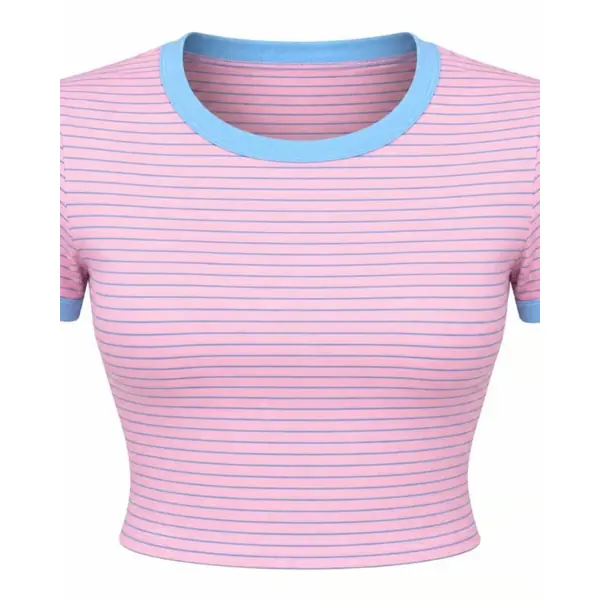 Gemma Tee Top – Women’s Fitted Striped Short Sleeve Top