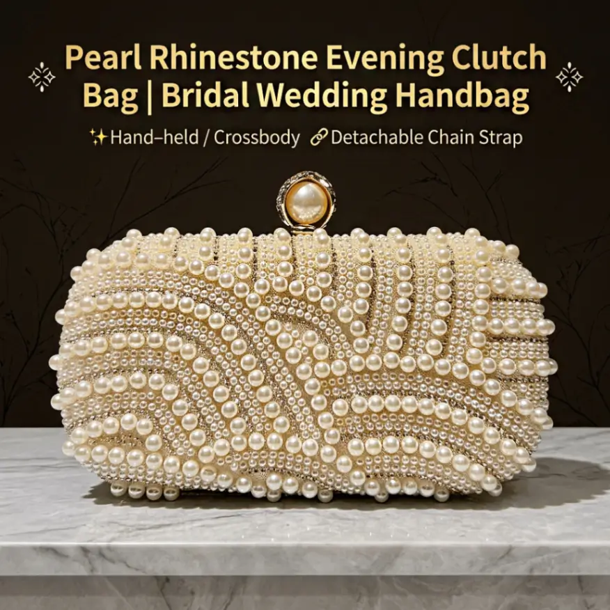 Pearl Evening Bag, Elegant Rhinestone Clutch, Versatile Women's Crossbody & Shoulder Bag