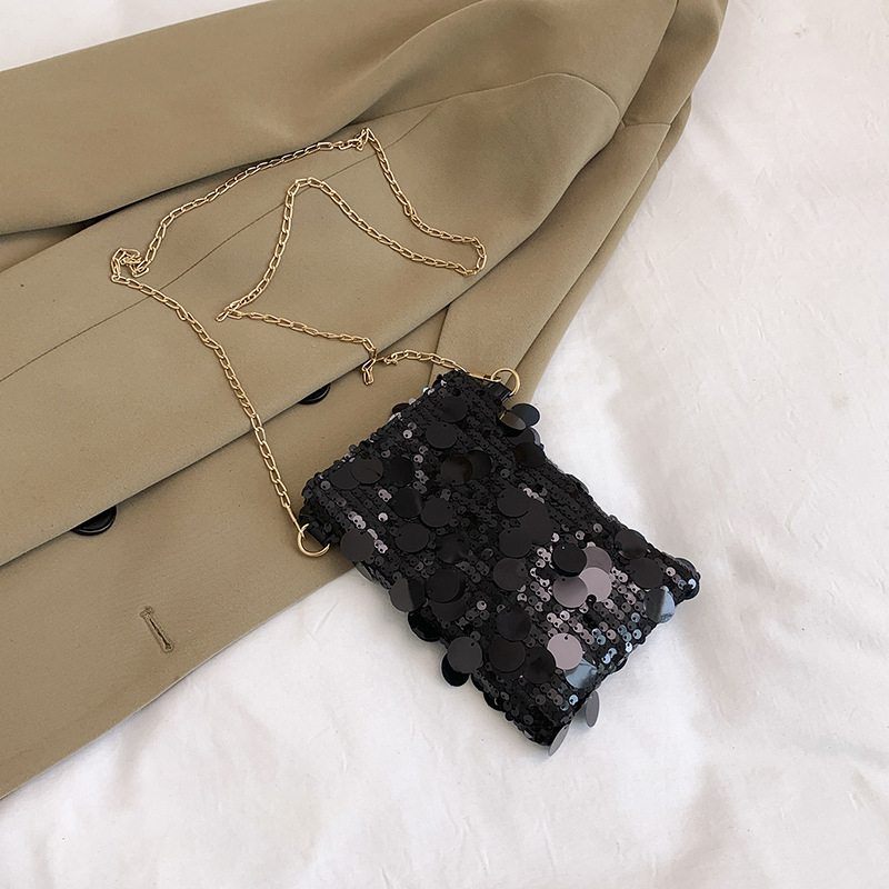 2025 Summer Fashion Trend Sequin Small Square Phone Bag for Women, Unique Stylish Shoulder Bag, Mini Chain Crossbody Bag