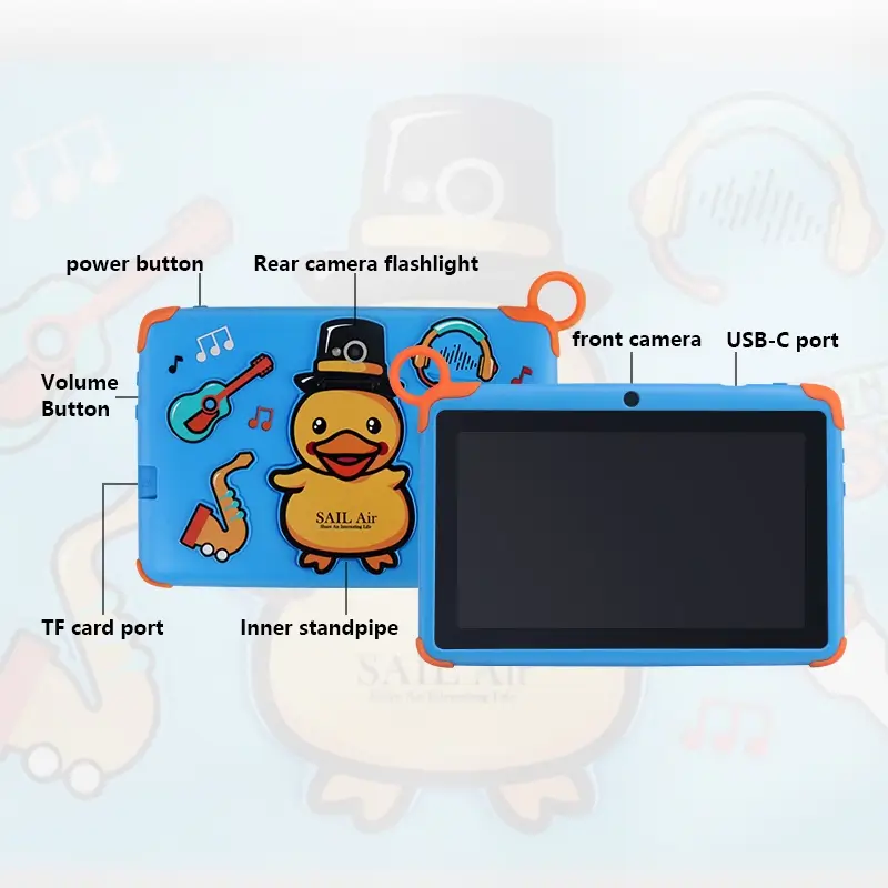 Kids Educational WiFi Smart Tablet — 7.0" HD Eye-Protection Screen, Pre-Installed Children's Learning Apps, Parental Control & Drop-Proof Protective Case Bundle
