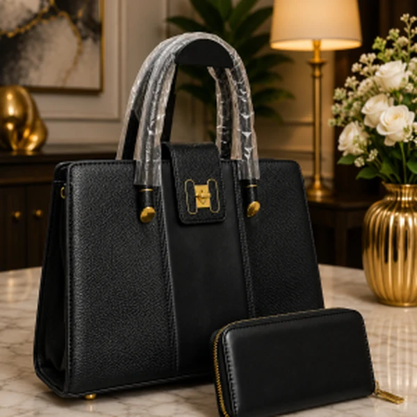 Big H Women’s Structured Handbag with Matching Wallet – Top Handle Tote Bag