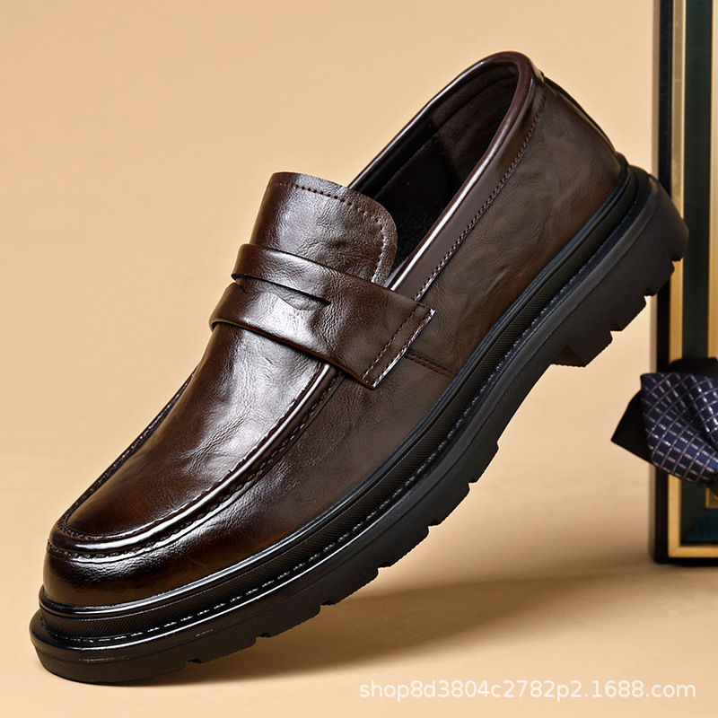 Men's Shoes New Fashion Leather Shoes Men's Trendy Slip-On Shoes Men's Casual Fashion Cross-Border Foreign Trade Leather Shoes Men