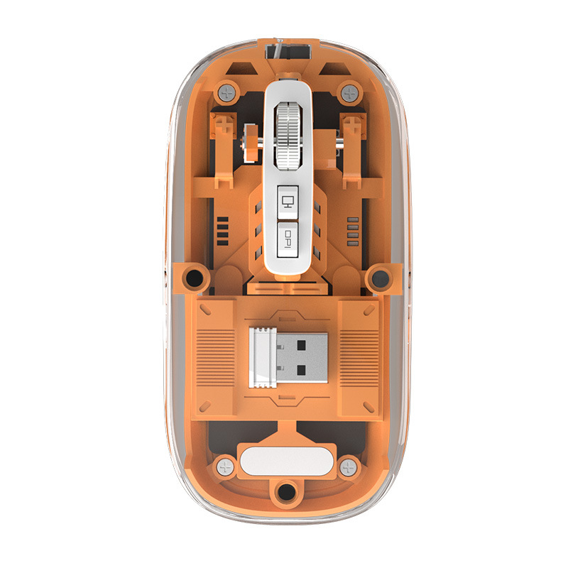 Transparent Wireless Mouse Bluetooth Dual-Mode Silent Optical Type Three-Mode Mouse Customizable Logo Computer Accessories