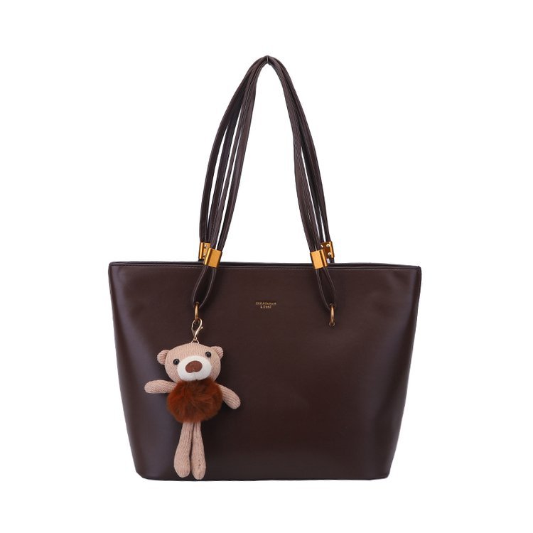 Large Capacity Retro Simple Tote Bag Women's Commuter All-match Shoulder Bag PU Texturous Solid Color Casual Handbag