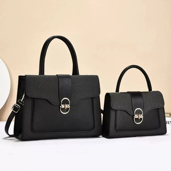 2-Piece Women’s Textured Flap Handbag Set – Top Handle Bag & Mini Handbag