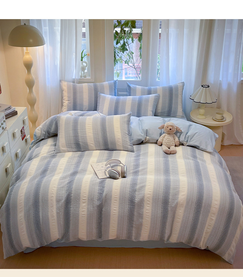 Category a Maternal and Infant Grade 100 Cotton Bed Four-Piece Set New High-End Pure Cotton Quilt Cover Bed Sheetss and Fitted Bed Sheetss Three-Piece Set