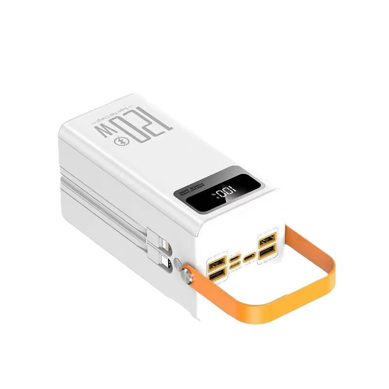 New 120W Super Fast Charging Multifunctional Camping Power Bank with Large Capacity and Built-In Cable for Outdoor Use