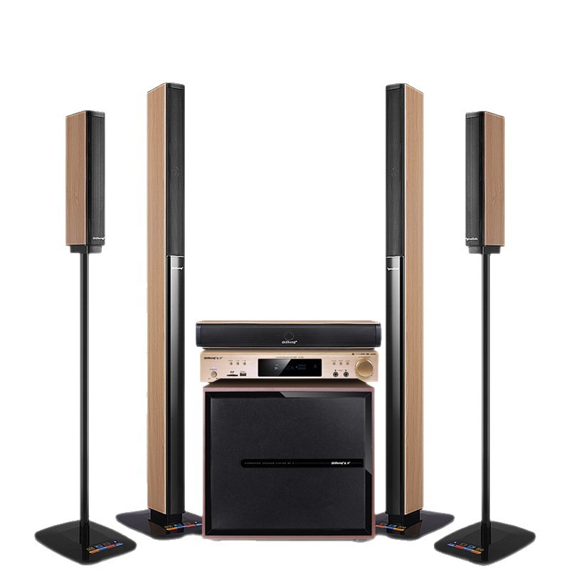 Q5 Column Speaker System with D16 Power Amplifier & QS8 8-Inch Subwoofer — 2.1 Channel Home Audio Set with Wireless Microphones, Wi-Fi Connectivity & PCM Sound Mode