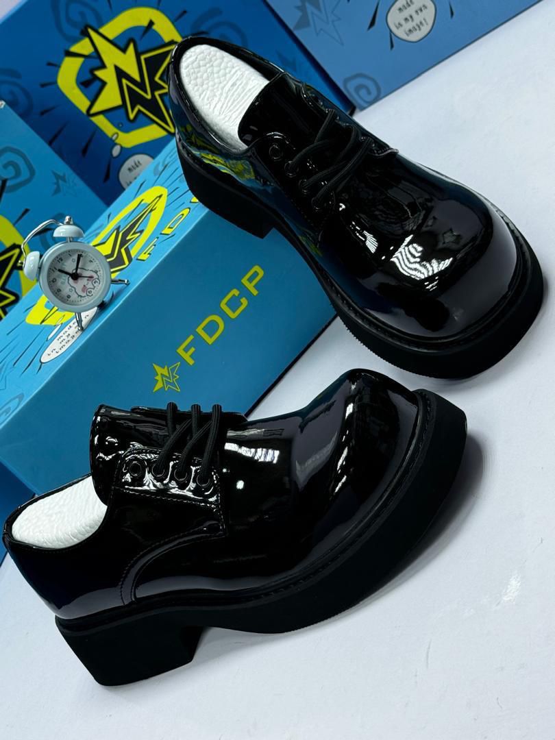 Men’s Glossy Oxford Dress Shoes – Chunky Sole, Multiple Colors