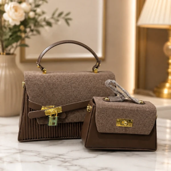 2-Piece Women’s Structured Top Handle Handbag Set – Mini Bag & Shoulder Bag