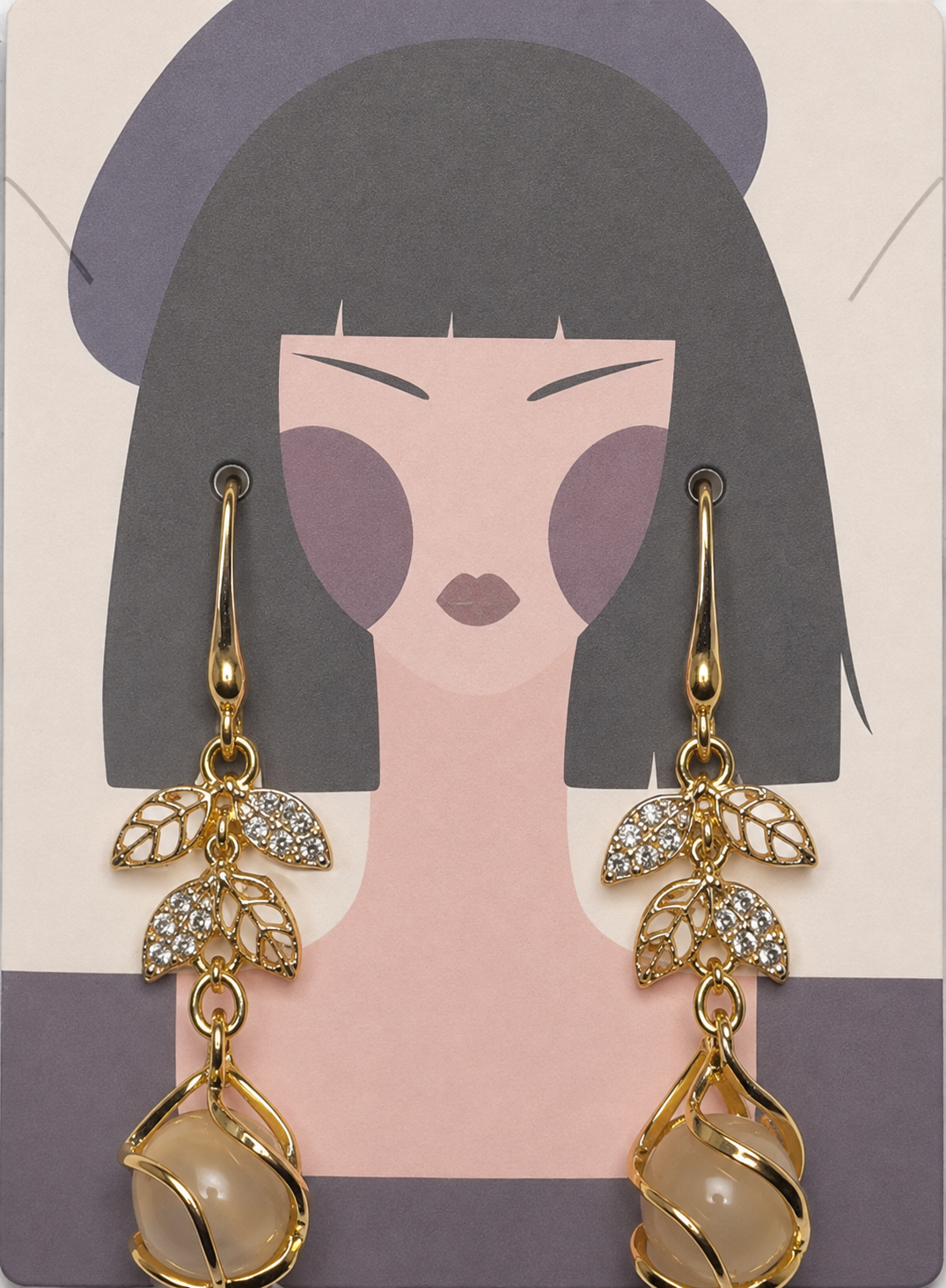 Golden Leaf Pindrop Earrings