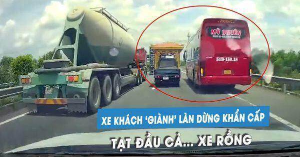 Xe khách 'cướp' làn dừng khẩn cấp, chèn đường cả… xe rồng trên cao tốc 3 Xe khách 'cướp' làn dừng khẩn cấp, chèn đường cả… xe rồng trên cao tốc