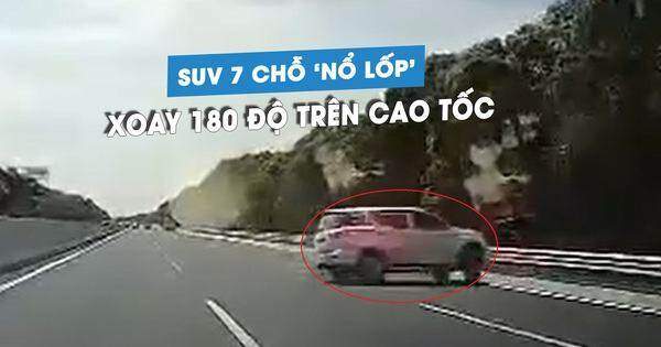Kinh hoàng xe SUV 7 chỗ nổ lốp khi chạy trên cao tốc
