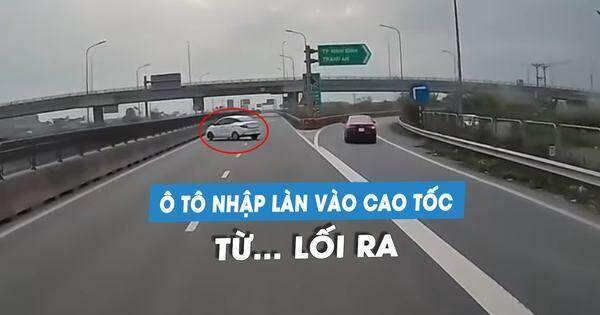 Bức xúc ô tô con chạy ngược chiều, nhập vào cao tốc ngay... lối ra