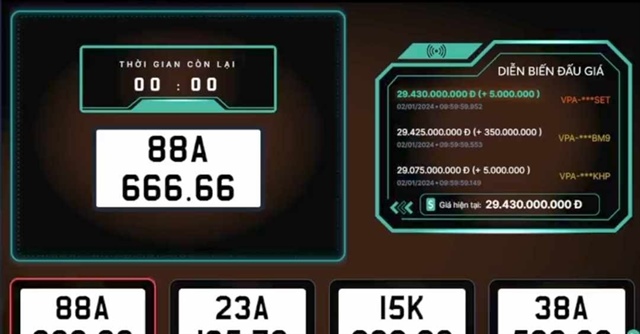 Phiên đấu giá đầu tiên năm: Biển ngũ quý 6 của Vĩnh Phúc giá kỷ lục gần 30 tỷ