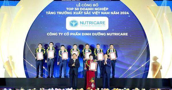 Nutricare lần thứ hai góp mặt trong Top 50 doanh nghiệp tăng trưởng xuất sắc Việt Nam