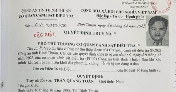 Truy nã đặc biệt một nhân viên ngân hàng tại Bình Thuận