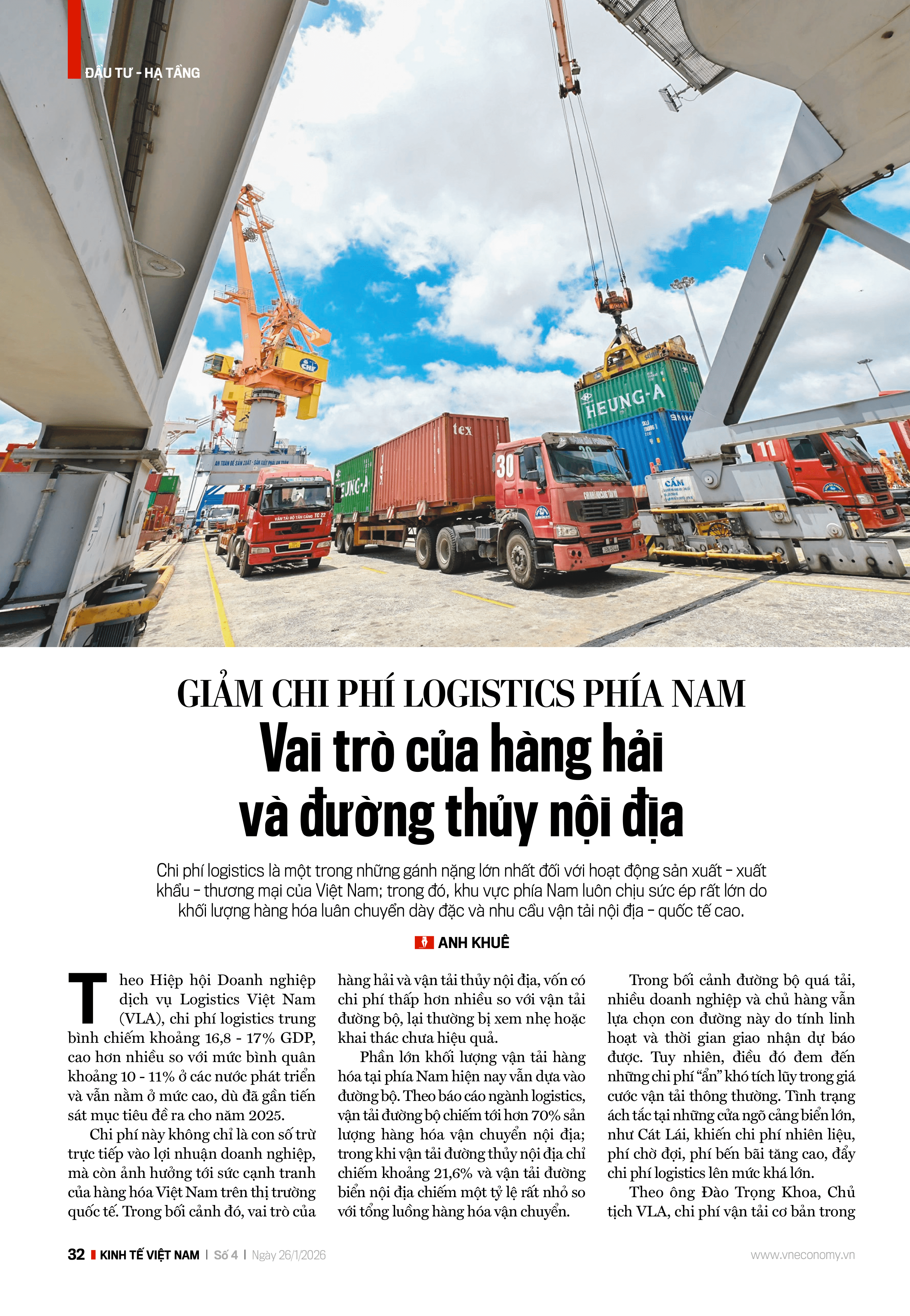Giảm chi phí logistics phía Nam: Vai trò của hàng hải và đường thủy nội địa - Ảnh 1