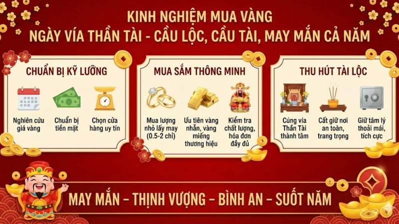 Kinh nghiệm mua vàng ngày vía Thần Tài đầy đủ nhất, đúng nhất