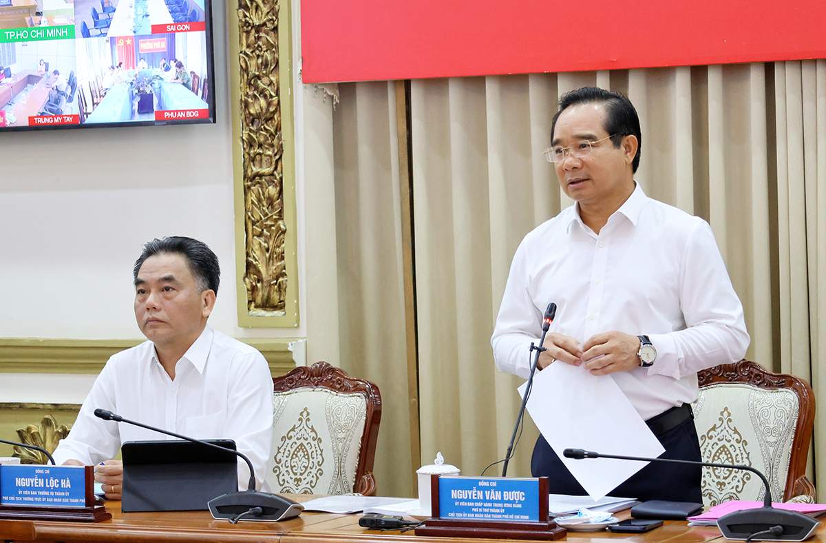 Chủ tịch UBND TP. Hồ Chí Minh Nguyễn Văn Được chủ trì hội nghị - Ảnh: Cổng thông tin điện tử TP. Hồ Chí Minh.