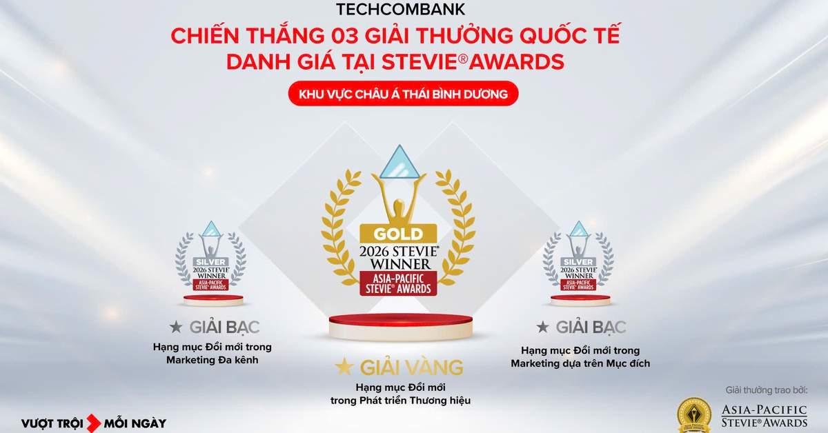 Vượt hơn 1.000 đề cử, Techcombank xác lập "hat-trick" Giải Vàng Stevie® Awards Châu Á – Thái Bình Dương