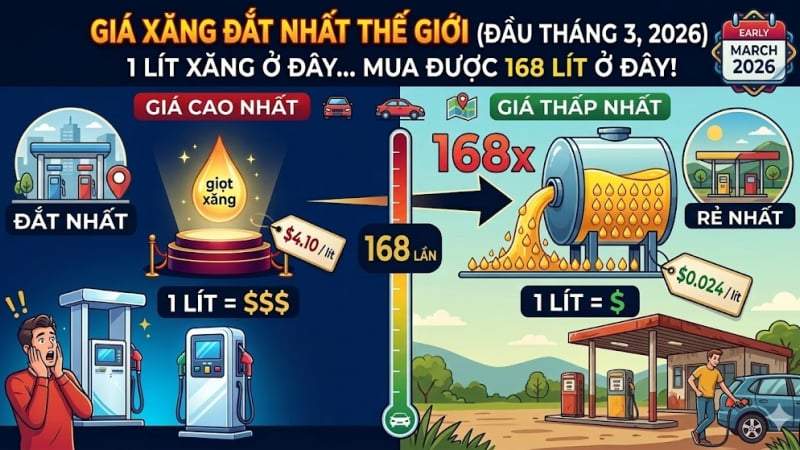 Giá xăng dầu ở đâu đắt nhất thế giới, giá 1 lít xăng ở đây mua được 168 lít ở nơi khác?