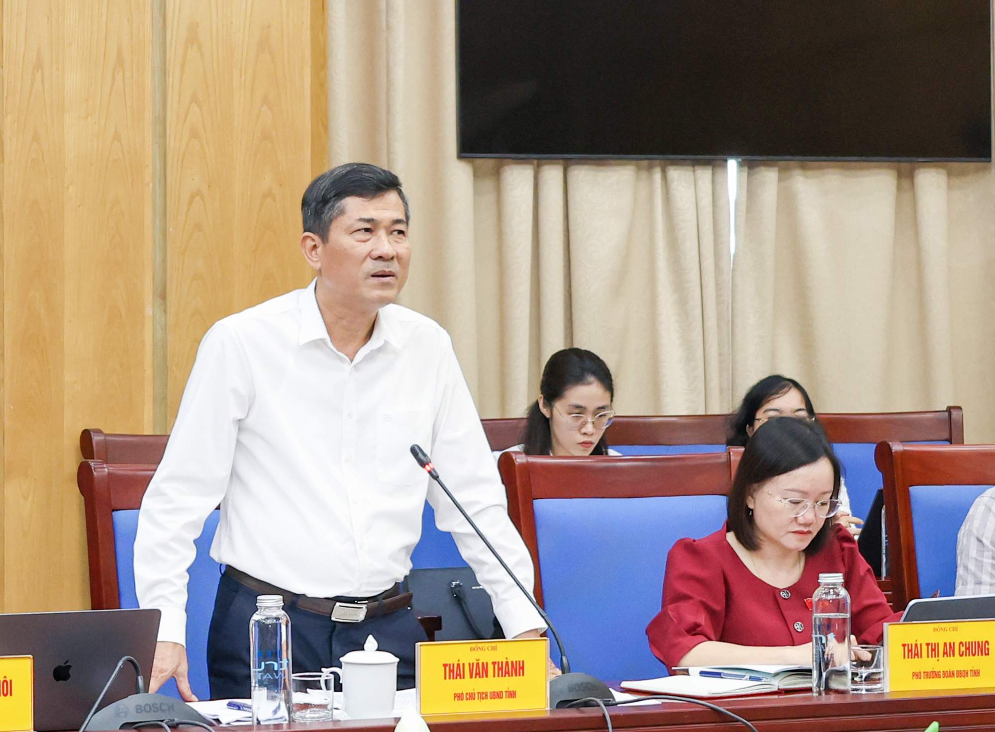 Phó Chủ tịch UBND tỉnh Nghệ An Thái Văn Thành phát biểu.