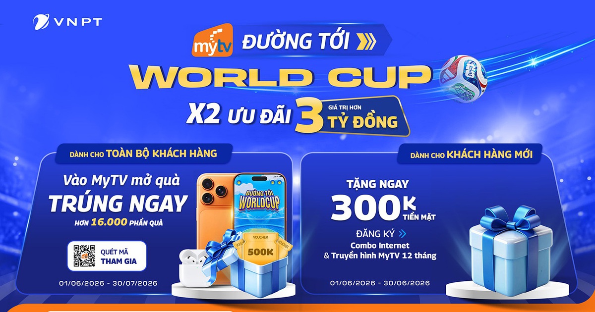 VNPT tung ưu đãi trị giá 3 tỉ đồng mùa World Cup 2026 VNPT tung ưu đãi trị giá 3 tỉ đồng mùa World Cup 2026