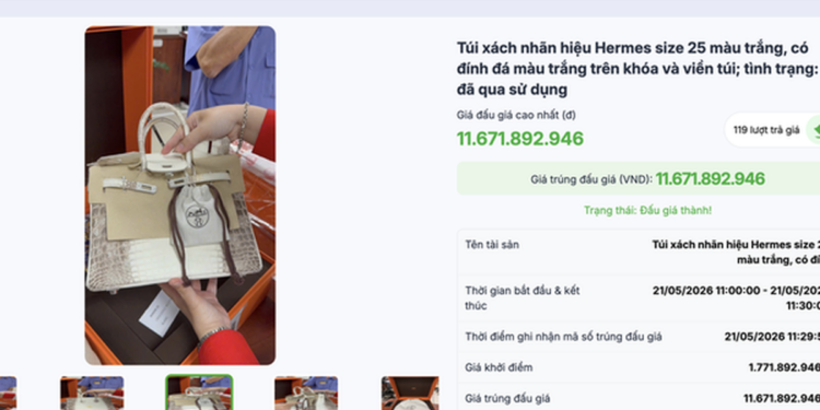 Túi Hermes bà Trương Mỹ Lan từng nói "giá trị không đáng bao nhiêu", đấu giá thu về hơn 14 tỉ đồng