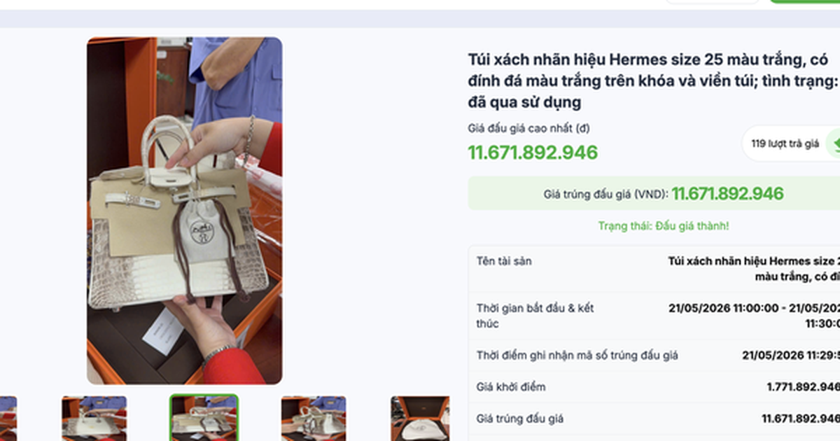 Túi Hermes bà Trương Mỹ Lan từng nói "giá trị không đáng bao nhiêu", đấu giá thu về hơn 14 tỉ đồng