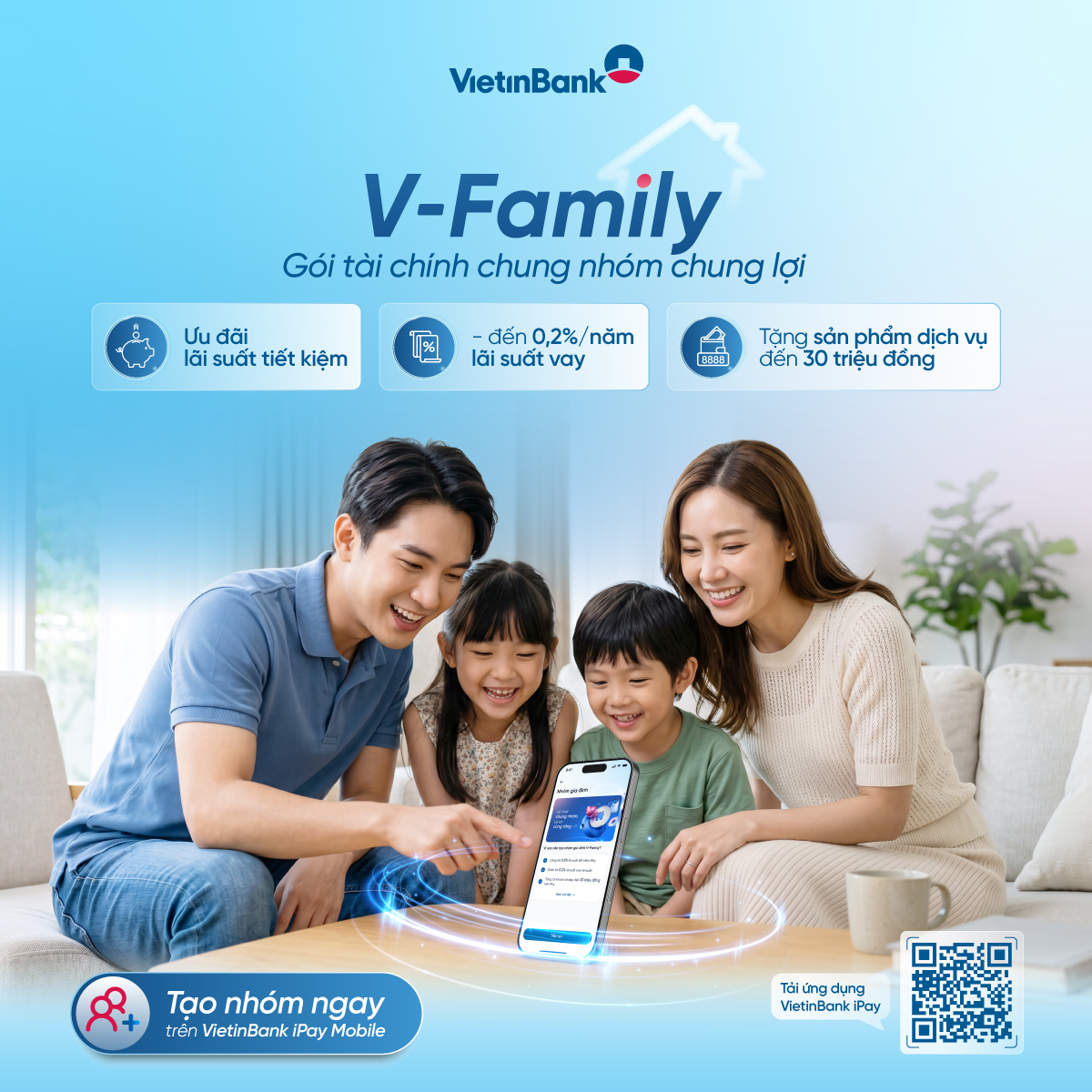 V-Family: Gắn kết gia đình, mở khóa đặc quyền tài chính cùng VietinBank