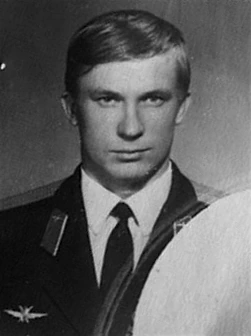 Black-and-white portrait photo of Viktor Ivanovich Belenko in Soviet military uniform, from his military identification