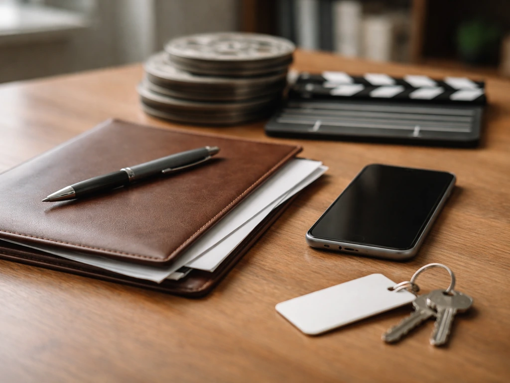 Minimal desk scene with documents, a pen, and a smartphone suggesting verifiable sources and records