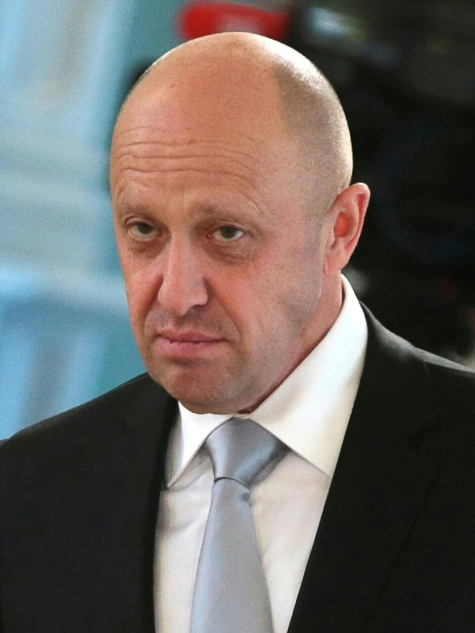 Yevgeny Prigozhin in a suit and tie, close-up portrait