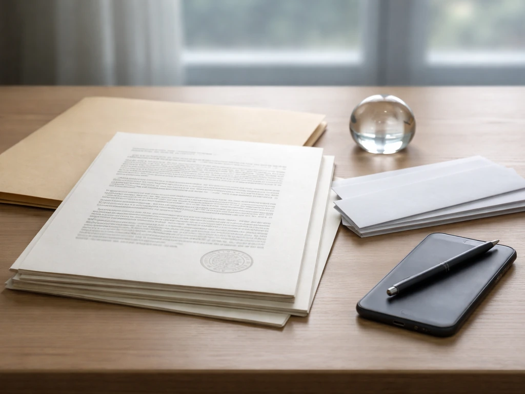 Minimal desk scene with legal folder and documents suggesting how a net-worth estimate is built