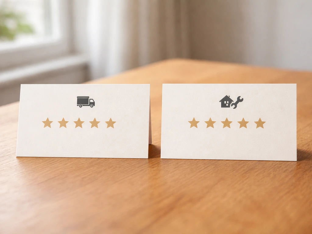 Two side-by-side paper review cards with subtle icons hinting relevant vs less-relevant categories.