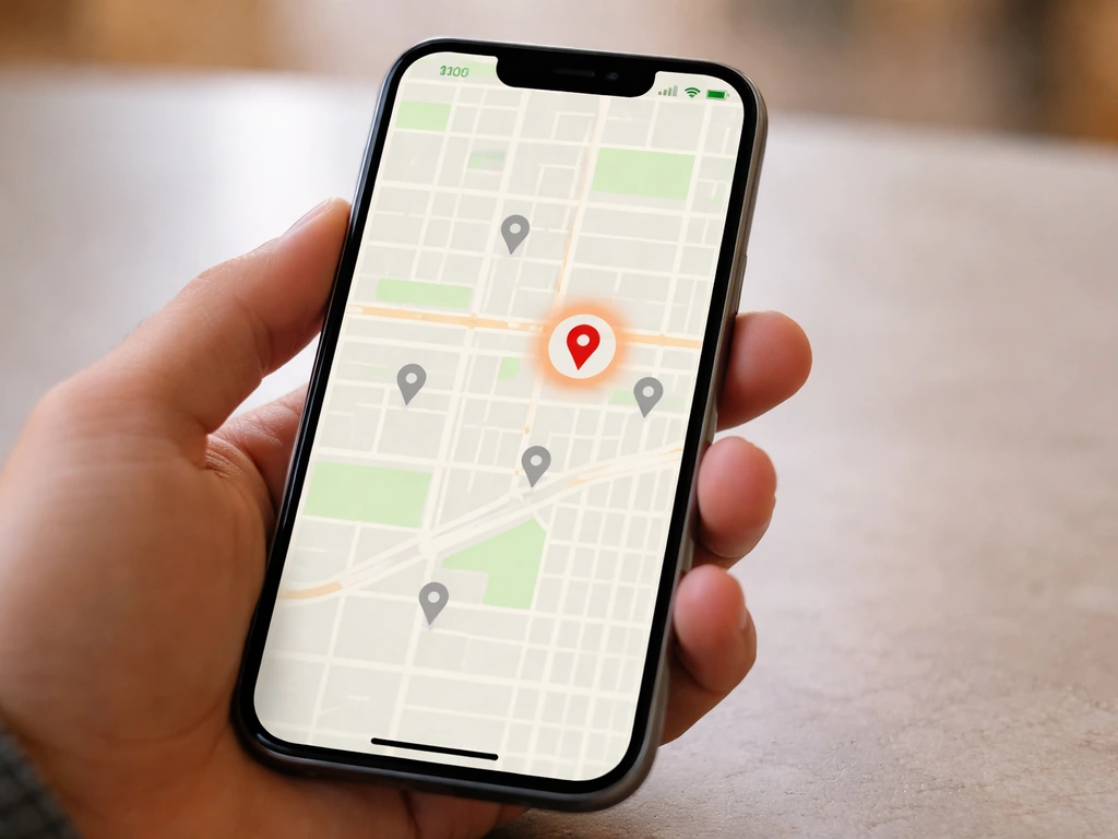 Phone screen showing a simple map with multiple El Patio pins and one highlighted location