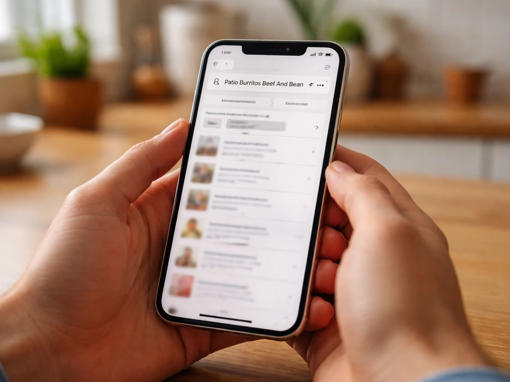 Close-up of a smartphone showing an online search and pickup availability filters for nearby stores