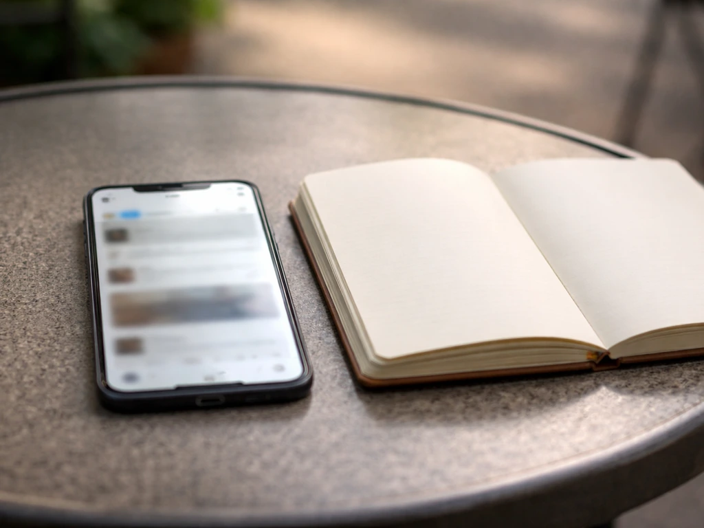 Close-up of a smartphone and notebook on a patio table, suggesting checking what’s open today in Ottawa.