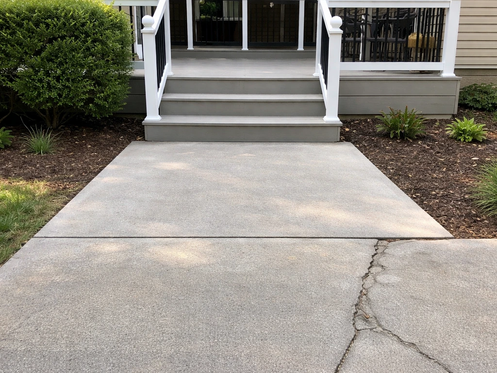 Minimal photo showing a stair landing should be on a stable, level patio away from the edge