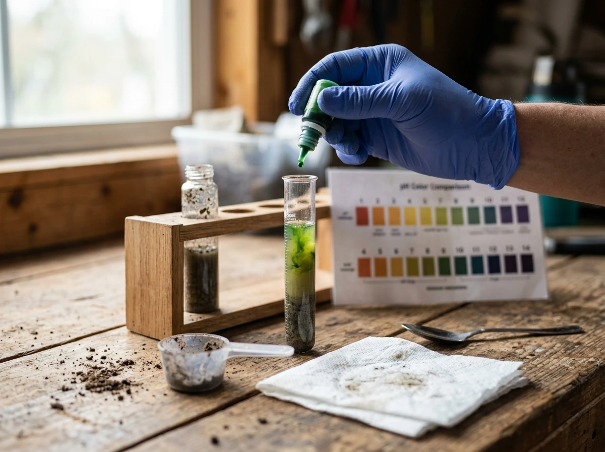 DIY soil pH testing with color chart comparison
