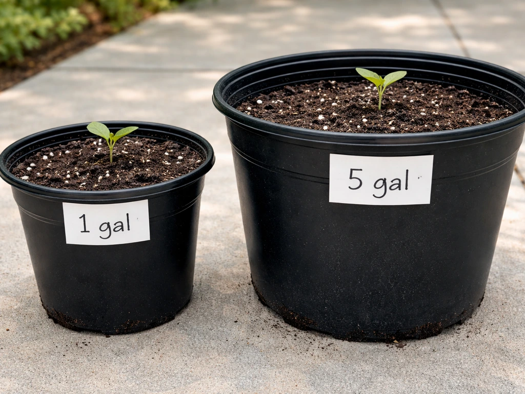 Close-up of different size soil pots—small and large—showing how much space each plant needs