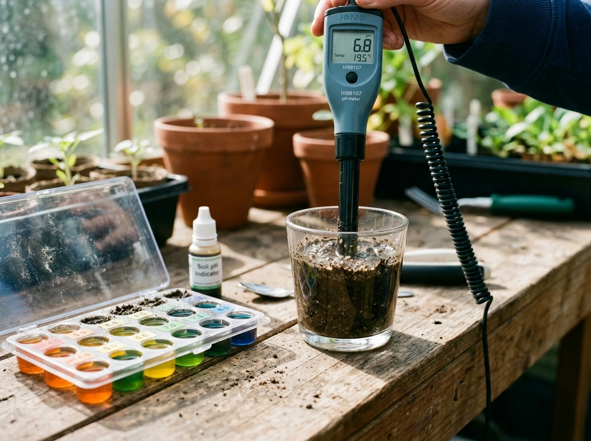 Testing soil pH with a meter and slurry sample