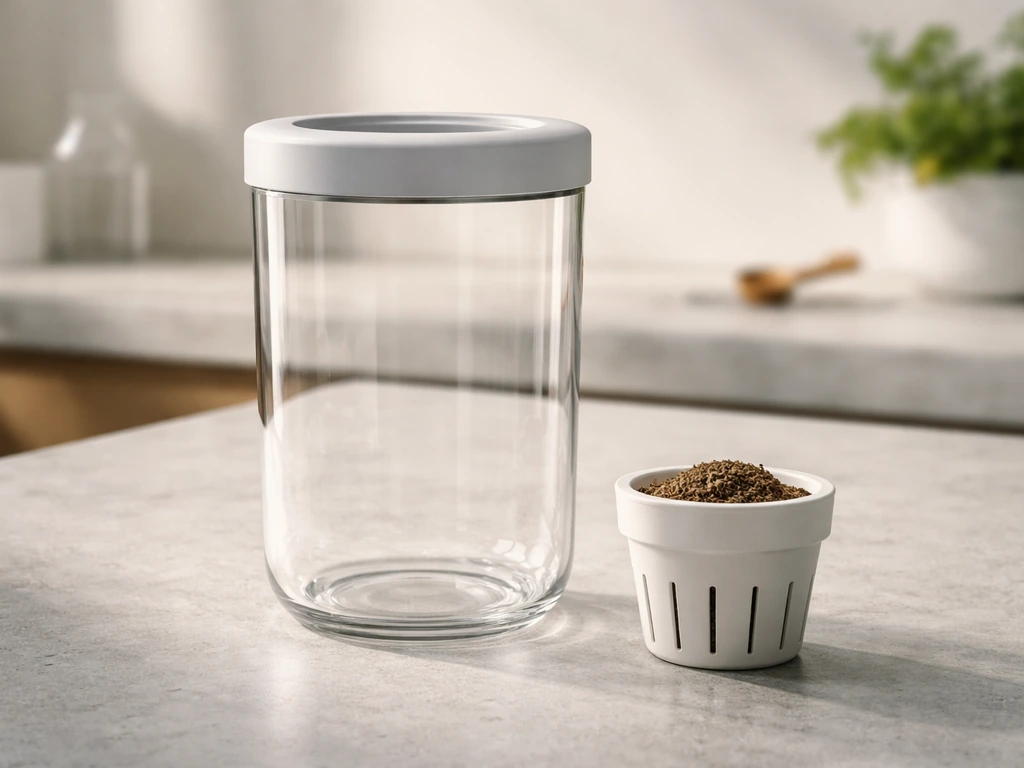 Halo Grow kit components—glass vessel and grow pod—set on a clean countertop ready for setup