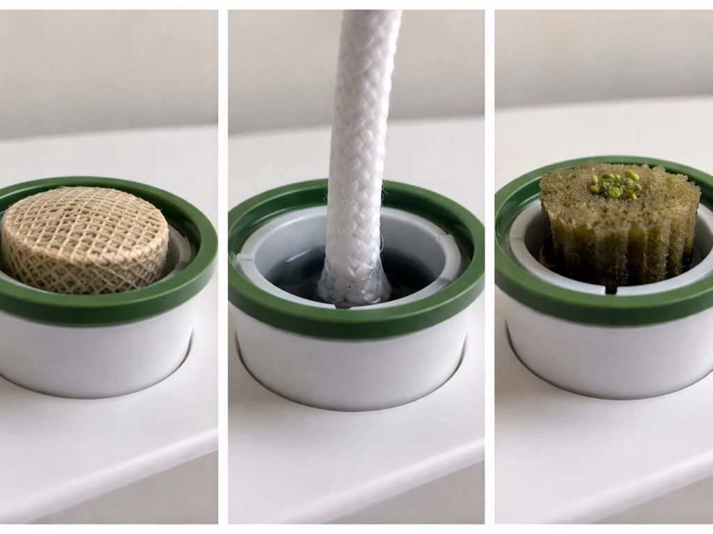 Three side-by-side close-ups: pod not seated flush, wick not contacting, and a ready setup.