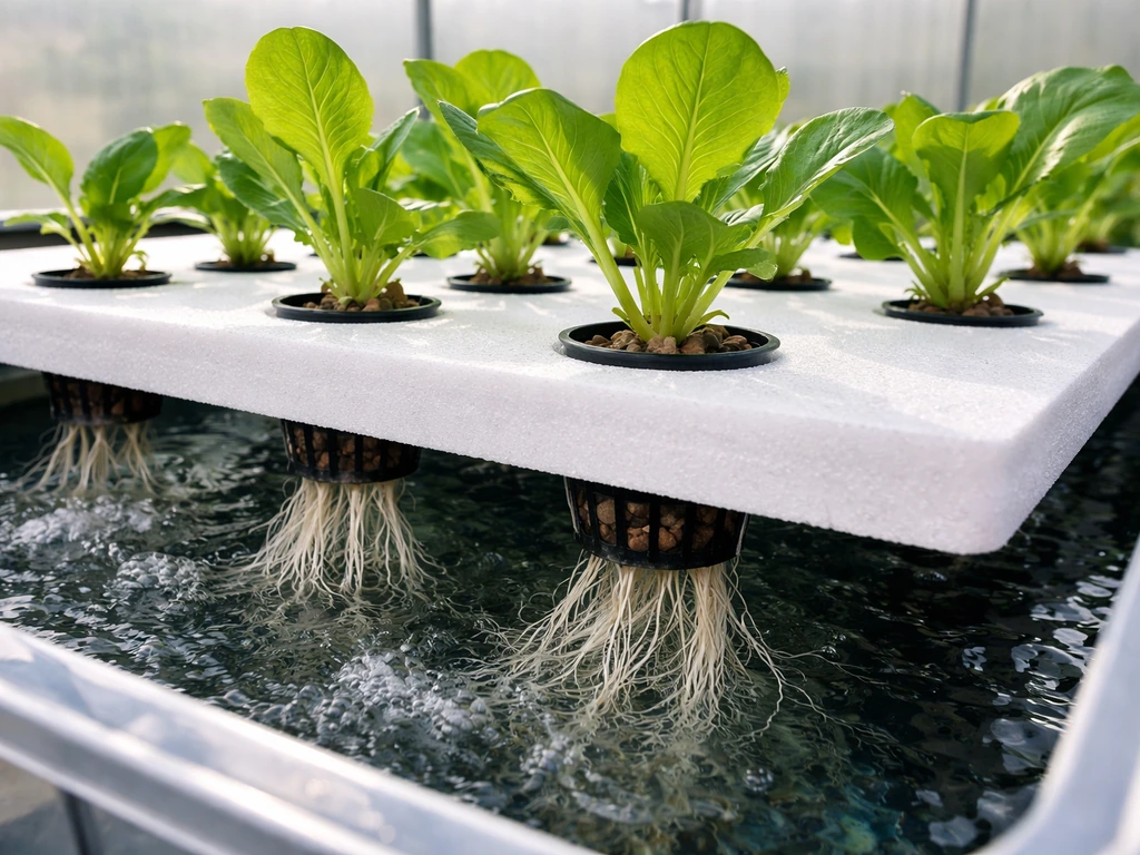 Lush leafy greens thriving in a hydroponic DWC system under bright natural light