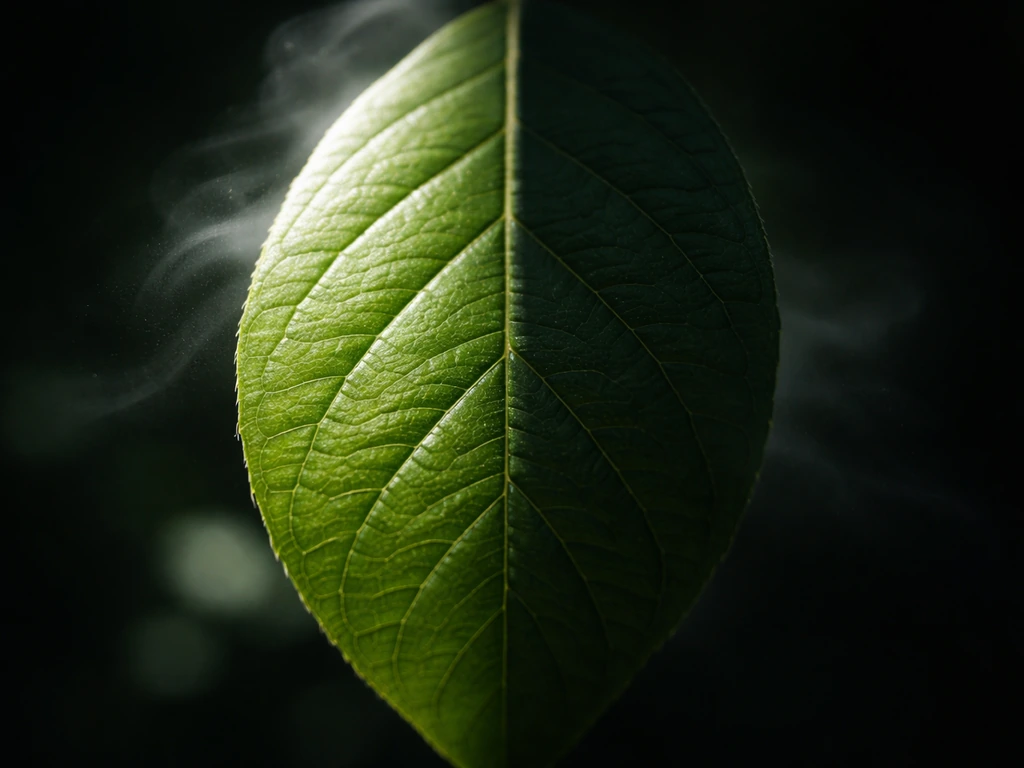 Close-up plant leaf with sunlit vs shaded half, showing airflow toward stomata concept